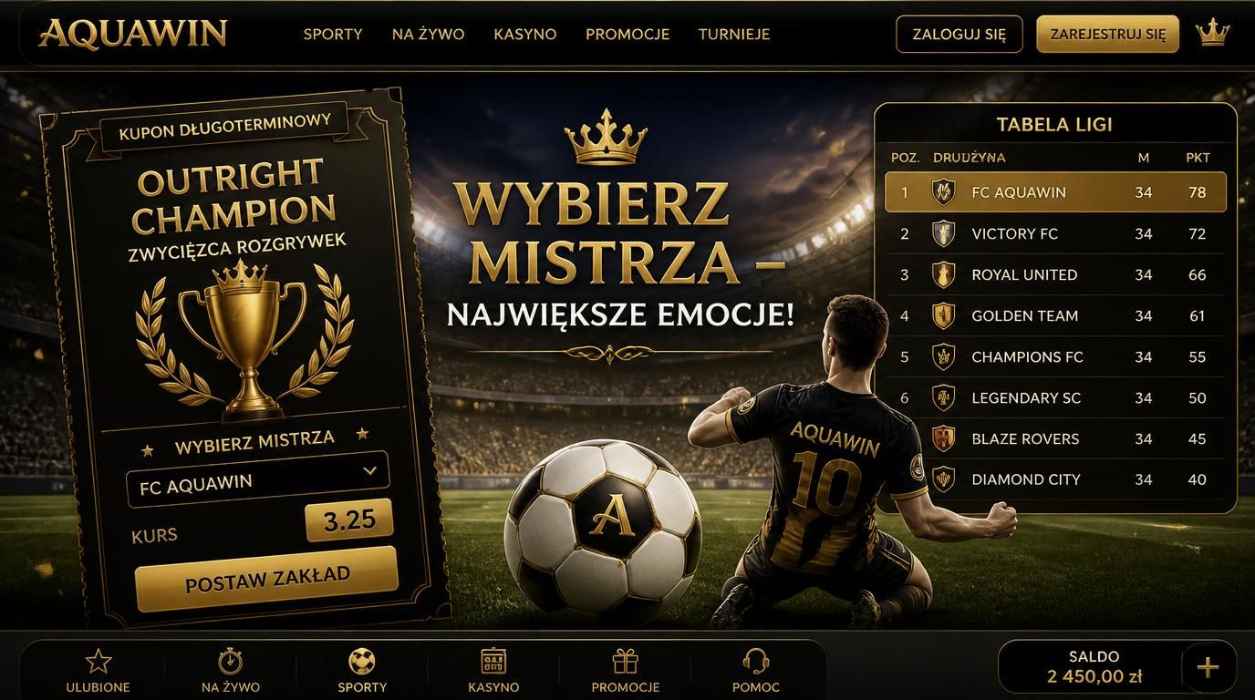 Kupon na zwycięzcę całego turnieju, tabela ligi i stadion w tle – sportowy klimat i zakład outright
