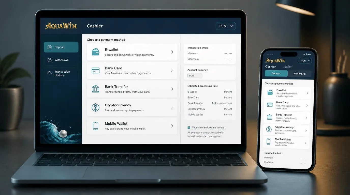Widok kasy online z wyborem portfela, karty, przelewu, kryptowalut i Apple Pay